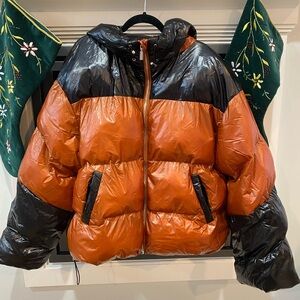 Women’s Street Style Plus Size High Shine Panel Boohoo Black/Brown Puffer Jacket